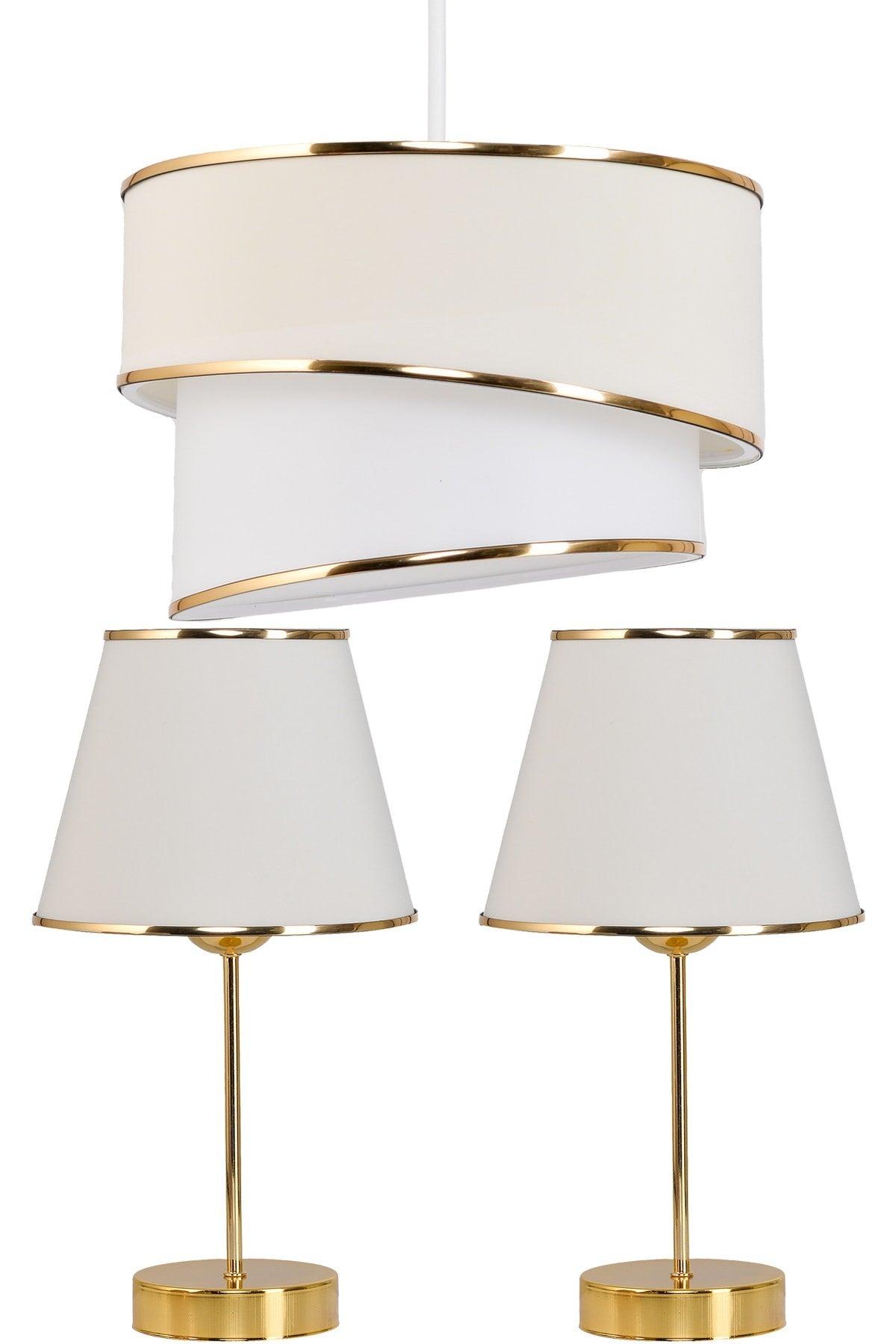 Wind Pasta Single Pendant Lamp Chandelier And Gold Lampshade Set Cream - Swordslife