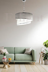 Ruzgar Modern Single Pendant Chandelier Light Gray E65 - Swordslife