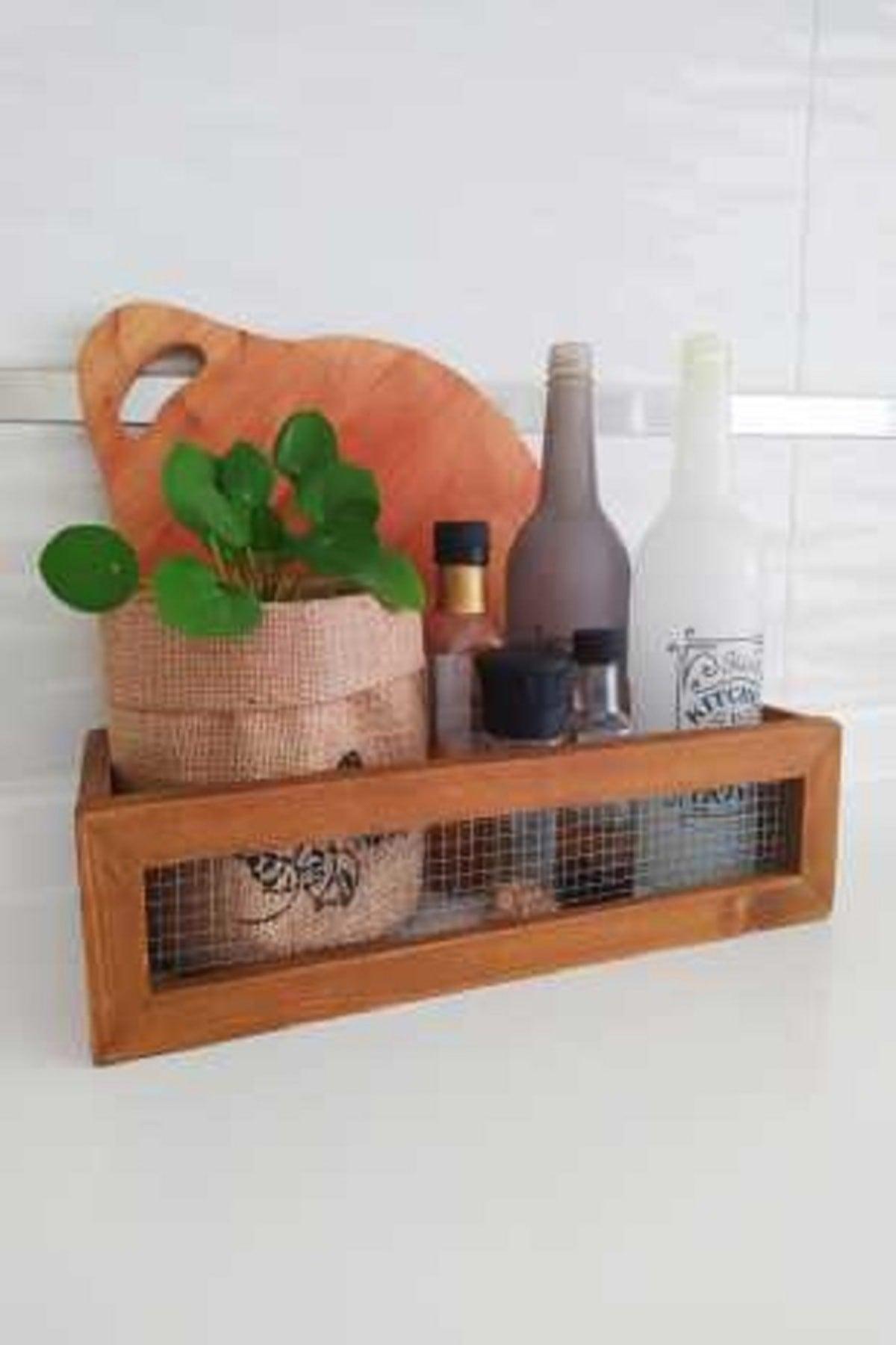 Wire Wooden Box, Kitchen Organizer, Counter Top Organizer - Swordslife