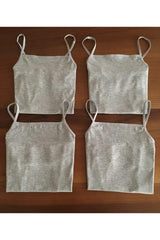 Women's Gray Color 4-Pack Cotton Rope Suspended Singlet - Swordslife
