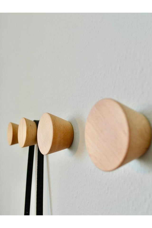 Wooden 4 Pcs Cone Wall Hanger Modern Scandinavian Style Coat Rack Hanger Natural - Swordslife