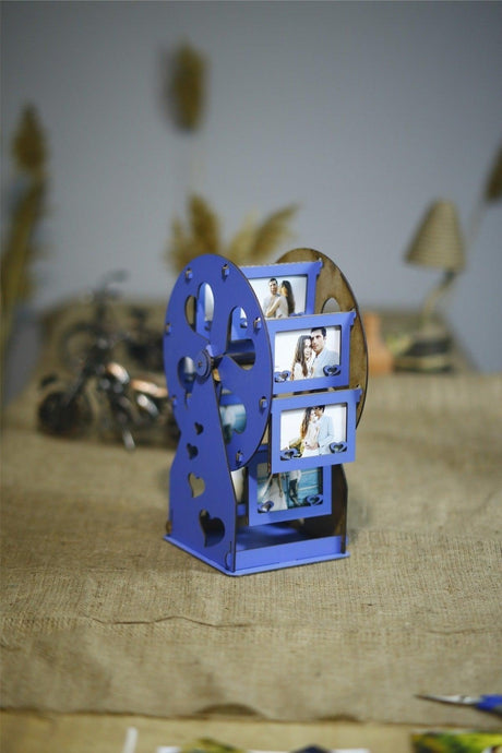 Wooden 8 Section Mill with 16 Photographs - Blue - Swordslife