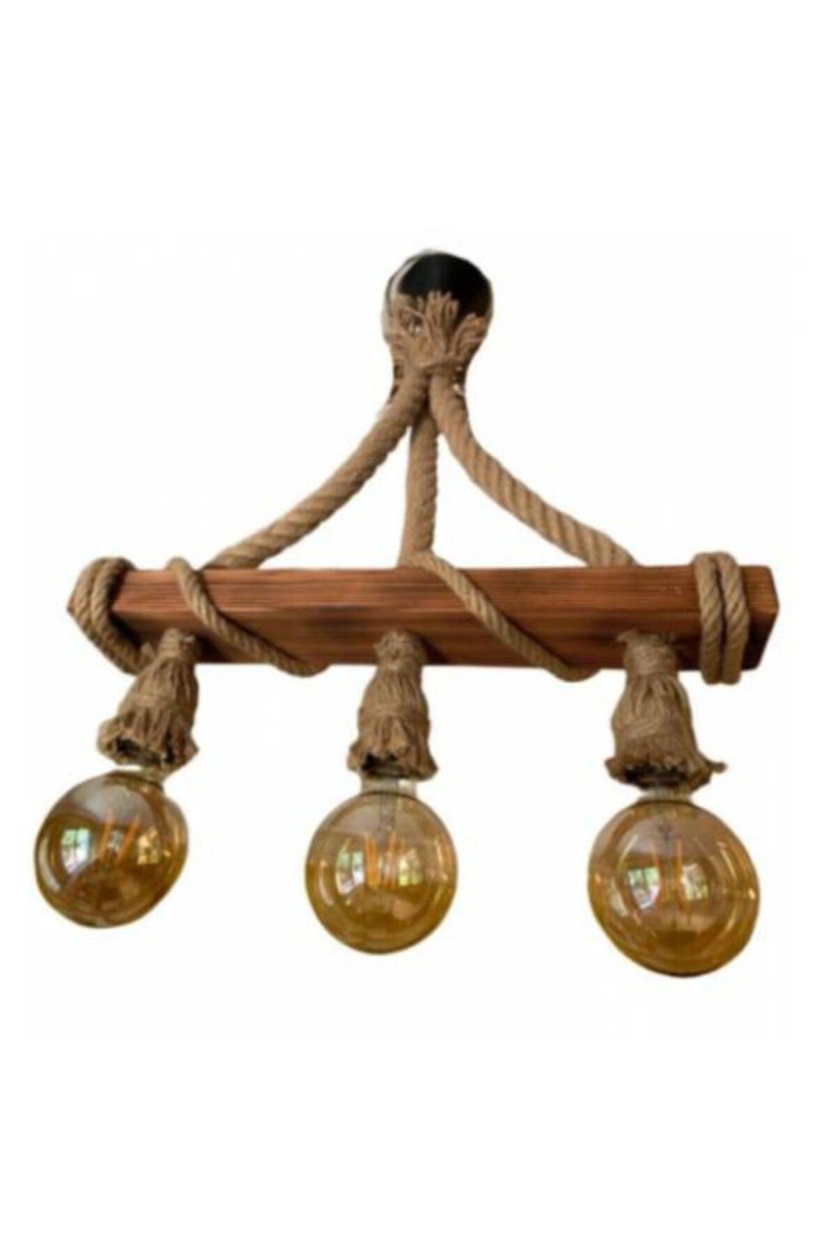 Wooden Chandelier Decorative Wooden Rope Chandelier 3 Piece Wooden Pendant Chandelier - Swordslife