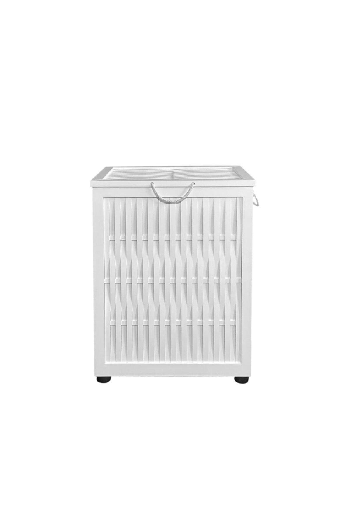 Wooden Laundry Basket White