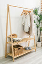 Wooden Garment Clothes Hanger With Shelf 148 X 106 Cm - Swordslife