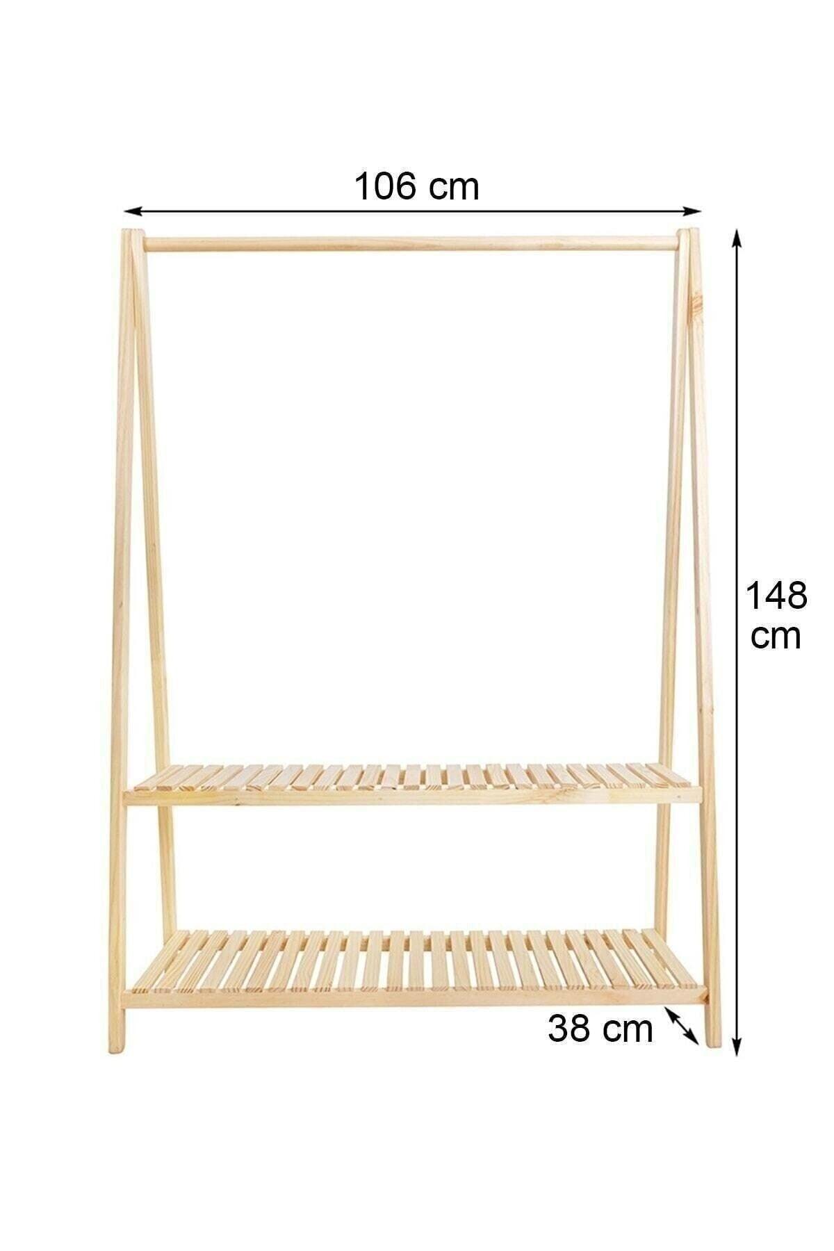 Wooden Garment Clothes Hanger With Shelf 148 X 106 Cm - Swordslife