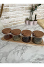 Wooden Lid Mica 4-Piece Spice Container (with stand