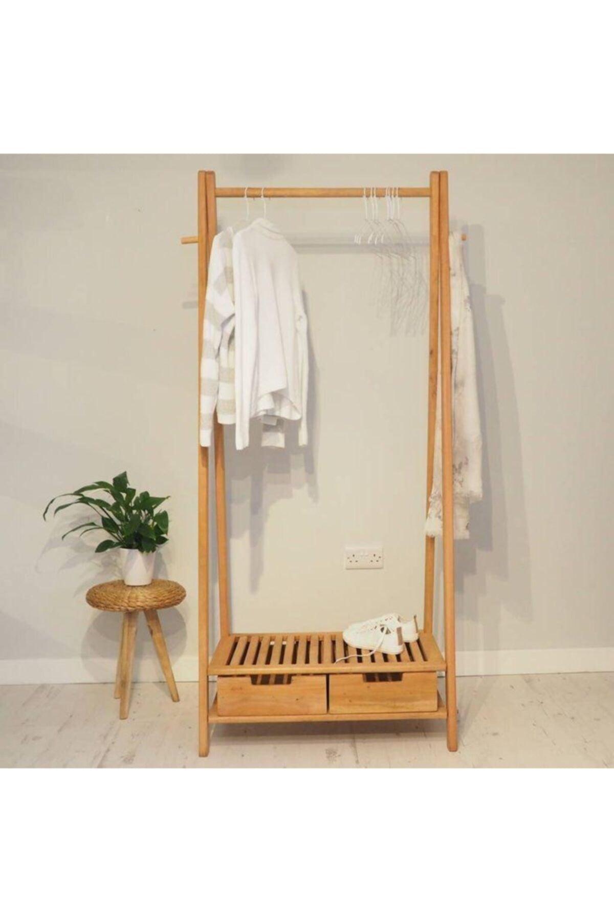 Wooden Drawer Pedestal Coat Rack