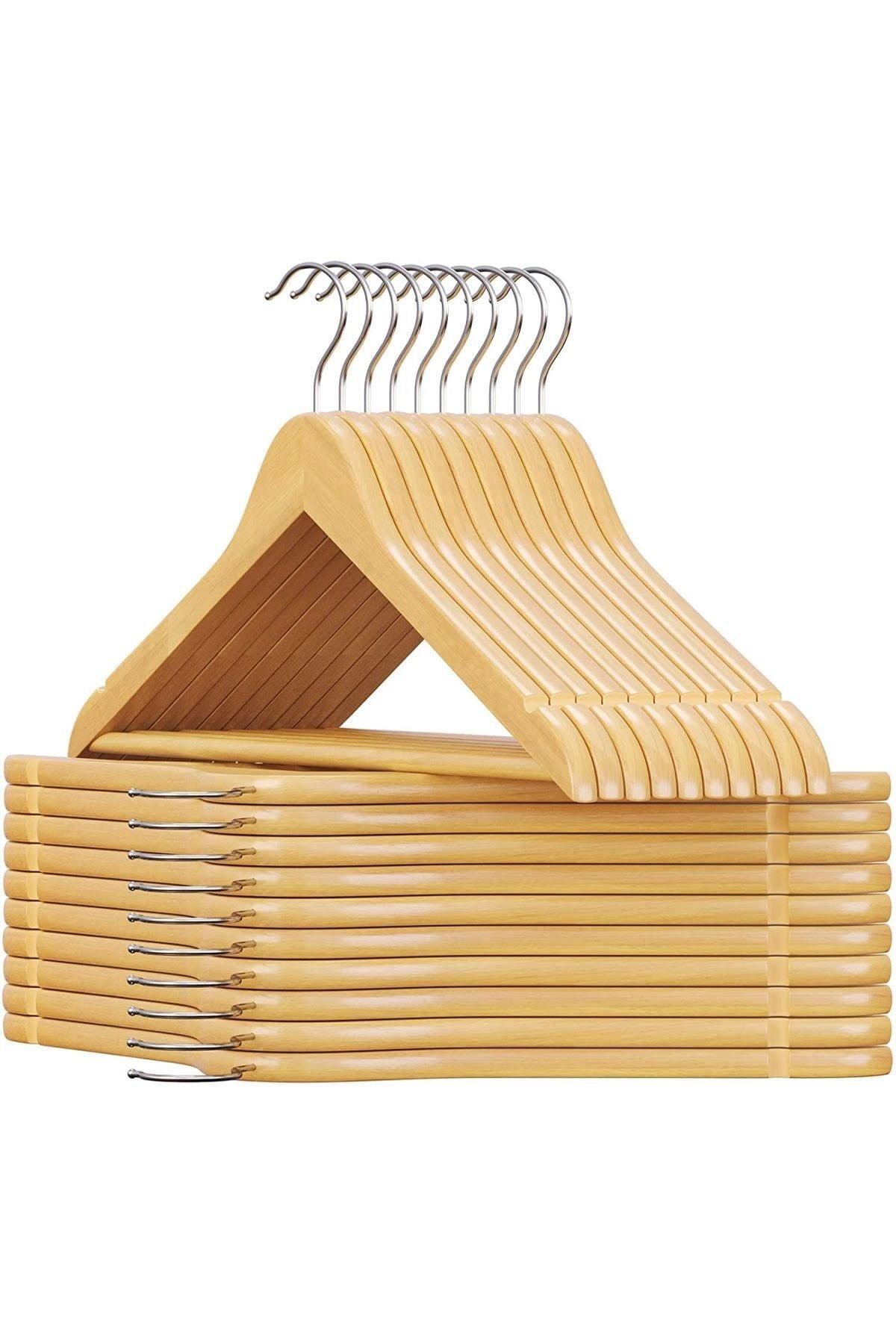 Wooden Hanger Natur Clothes Hanger Hanger Shirt Hanger Trousers Hanger 24.piece 1st Class Quality - Swordslife