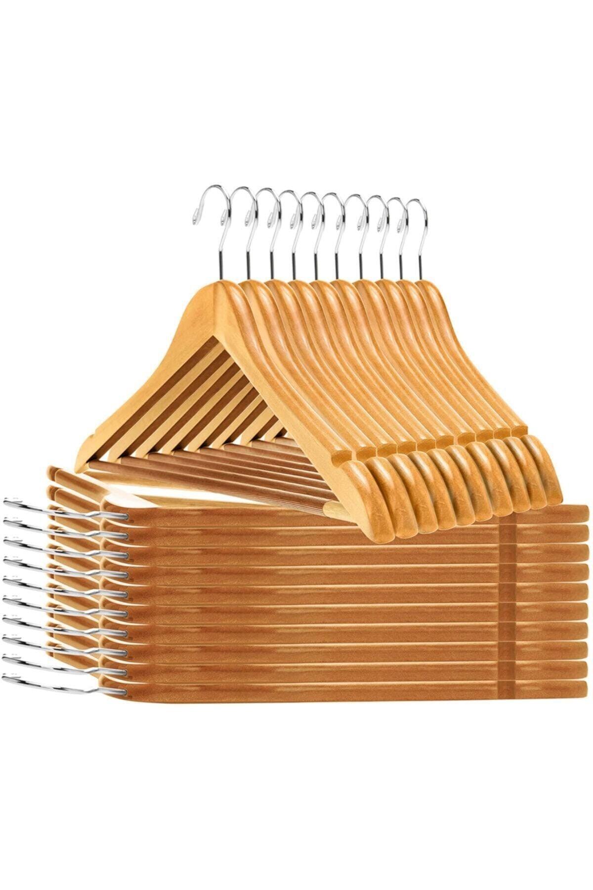 Wooden Hanger Natur Clothes Hanger Hanger Shirt Hanger Trousers Hanger 24.piece 1st Class Quality - Swordslife