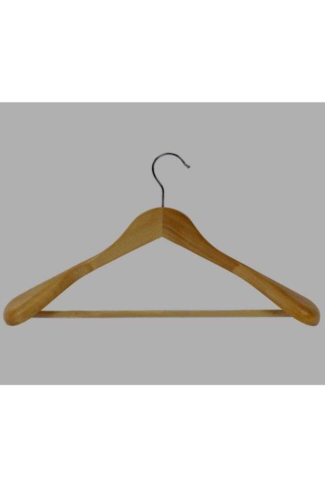 Wooden Luxury Coat Hanger Thick Shoulder Formed Suit Hanger Varnished (4 Pieces) Natural - Swordslife