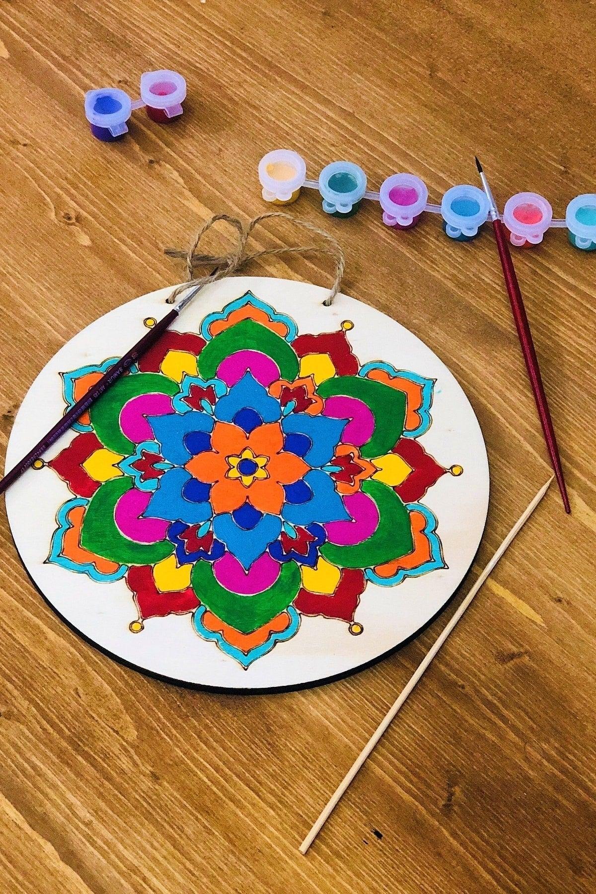 Wood Painting Canvas Set Flower Mandala Themed