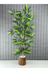 Artificial Dense Leaf Decorative Bamboo Tree With Wooden Pot 3 Trunks 110cm - Swordslife