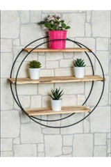 Wooden Solid Round Metal Wall Shelf Wooden