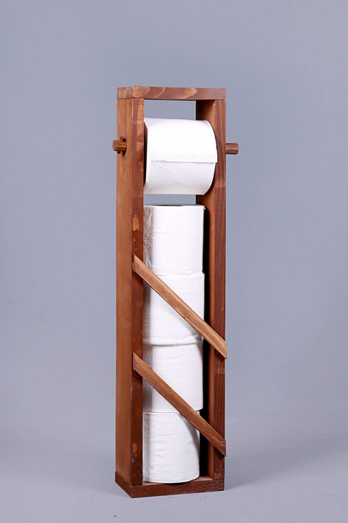 Wooden Toilet Paper Stand Wc Paper Holder with 4+1 Spare Reservoir - Swordslife