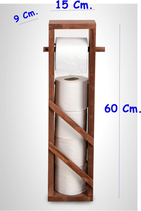 Wooden Toilet Paper Stand Wc Paper Holder with 4+1 Spare Reservoir - Swordslife