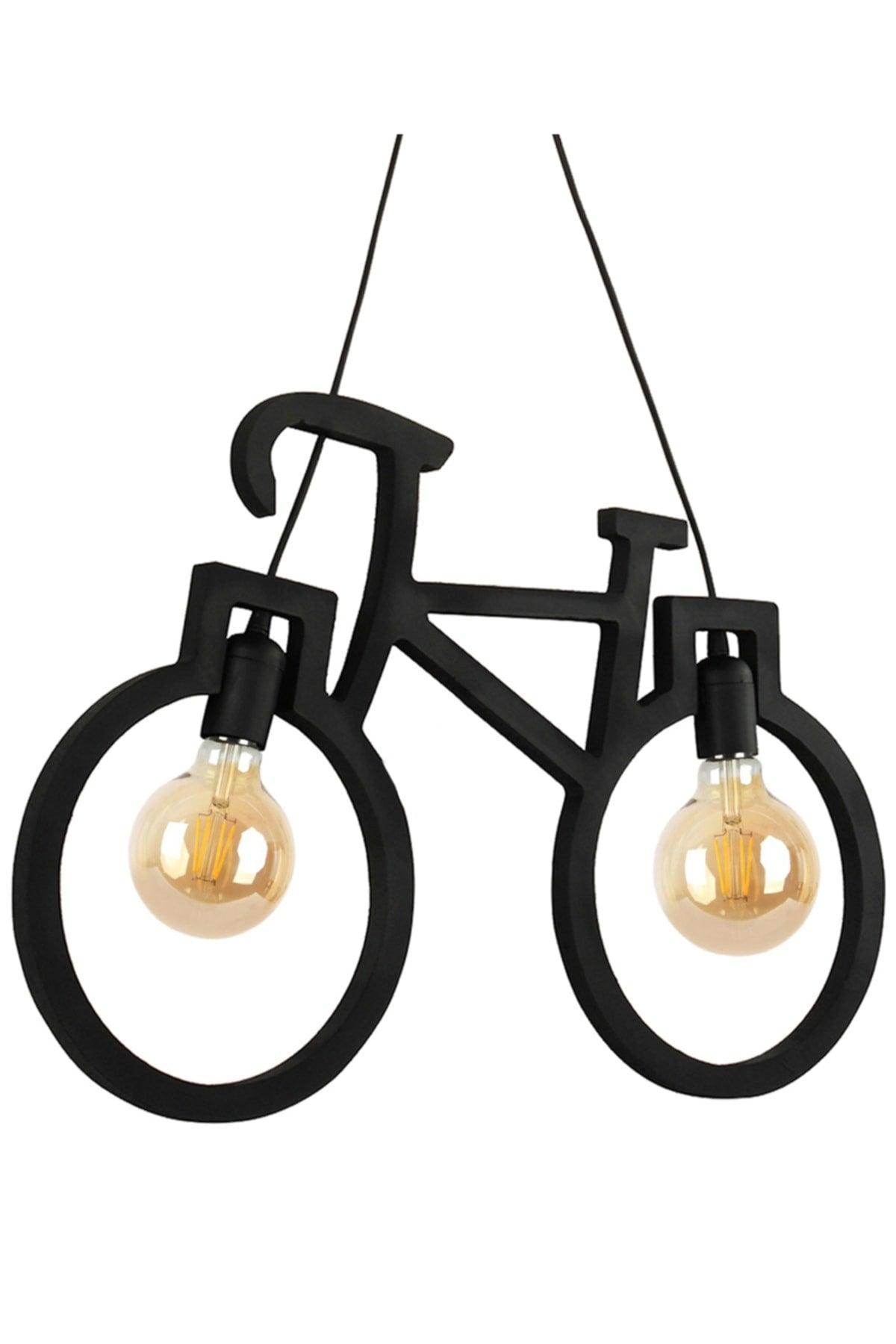 Wooden Black Bicycle Pendant Lamp Chandelier Wooden Luxury Rustic Modern Decorative Lamp - Swordslife