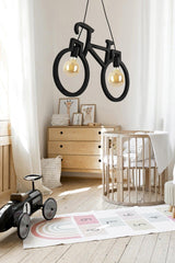 Wooden Black Bicycle Pendant Lamp Chandelier Wooden Luxury Rustic Modern Decorative Lamp - Swordslife