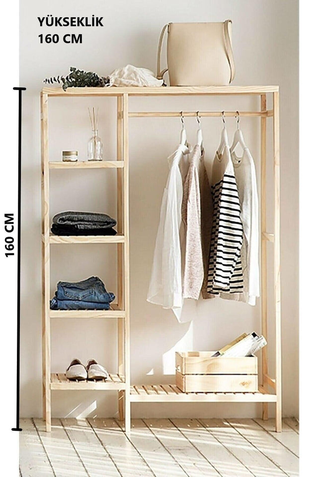 Wooden Leg Hanger Dress Hanger Multi-Purpose Wardrobe Wardrobe 30x100x160cm - Swordslife