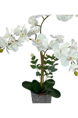 Artificial Flower 3 Piece White Orchid Ceramic Pot Orchid 60cm - Swordslife