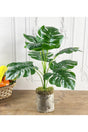 Artificial Flower Monstera 9 Branch Log Potted Camel Base Decorative Ornamental Flower - Swordslife