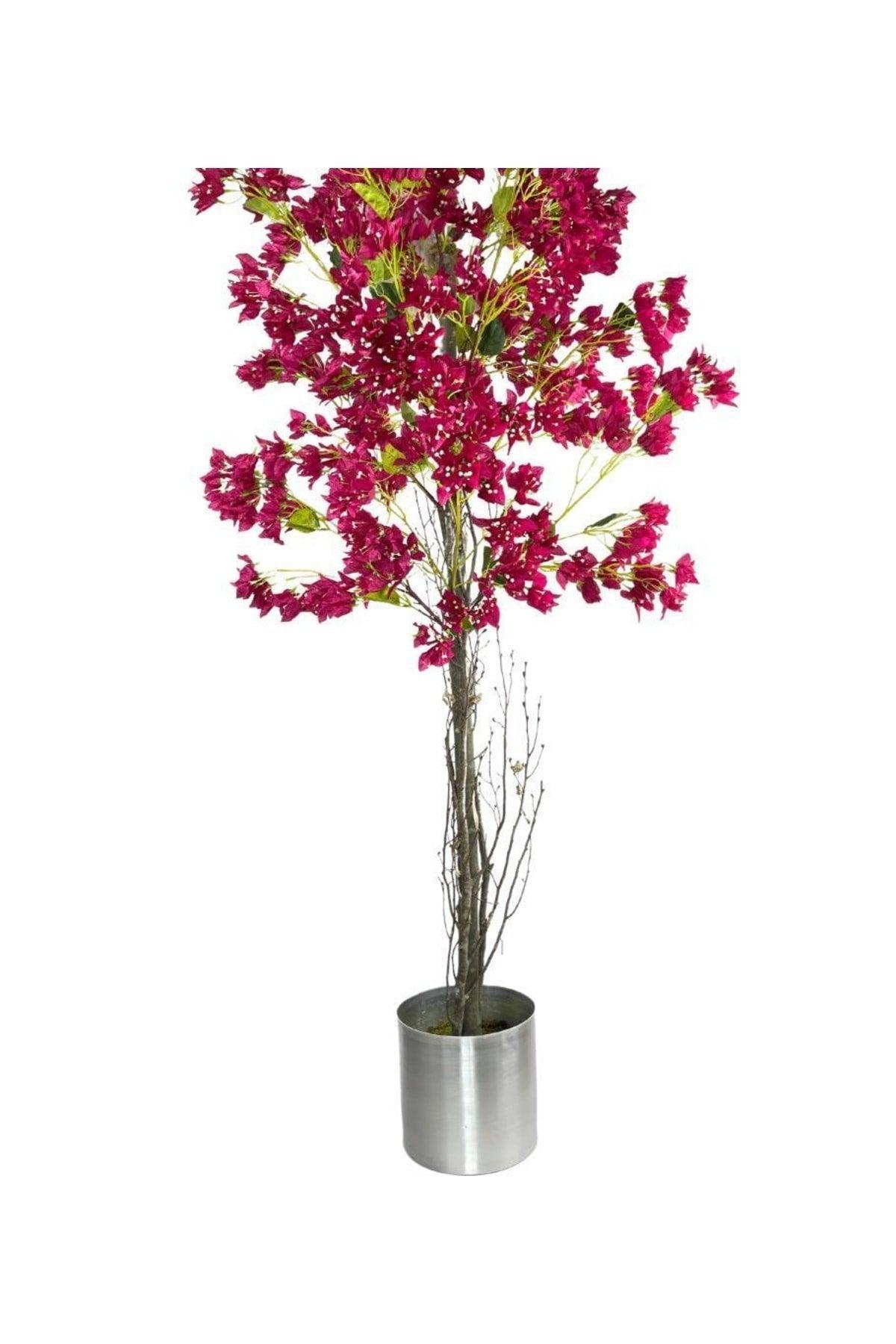 Artificial Fuchsia Bougainvillea Tree 195*75cm Natural Looking Artificial Tree Aluminum Stainless Potted - Swordslife