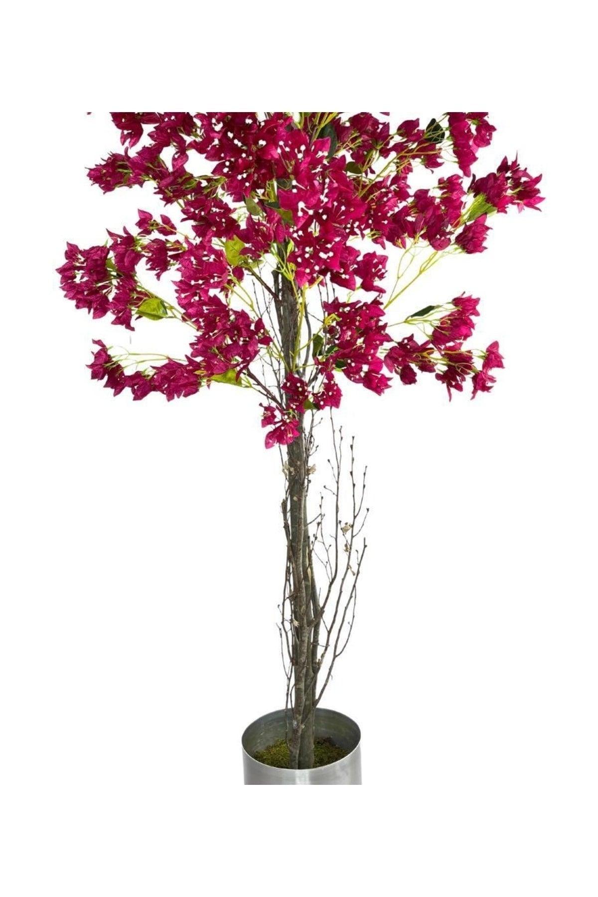 Artificial Fuchsia Bougainvillea Tree 195*75cm Natural Looking Artificial Tree Aluminum Stainless Potted - Swordslife