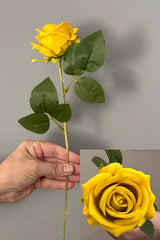 Artificial Rose Branch Velvet 50 Cm Yellow 5 Pieces - Swordslife