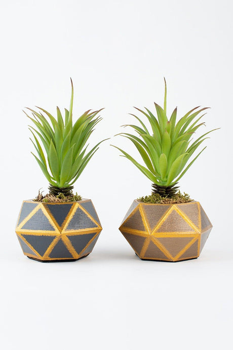 Artificial Succulent Set With Geometric Concrete Pot - Swordslife