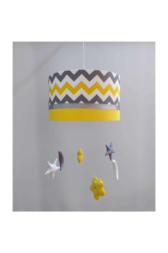 Yellow Gray Zigzag 35 Diameter Large Size Child Teen Baby Room Chandelier Single Pendant Lamp - Swordslife