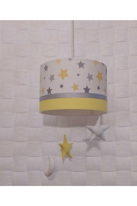 Yellow White Gray Star Ornate Kids Baby Room Chandelier Single Pendant Lamp - Swordslife