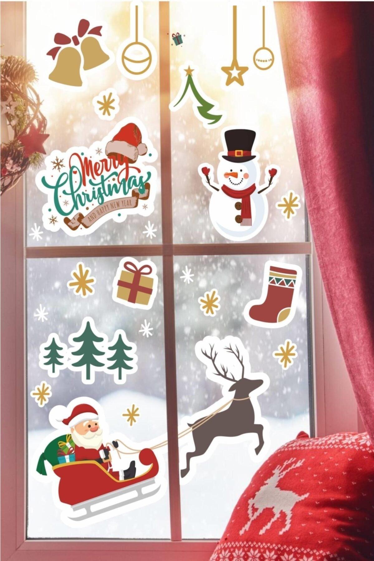 Christmas Special Santa Claus in Sleigh, Christmas Decorations Wall-glass Sticker - Swordslife