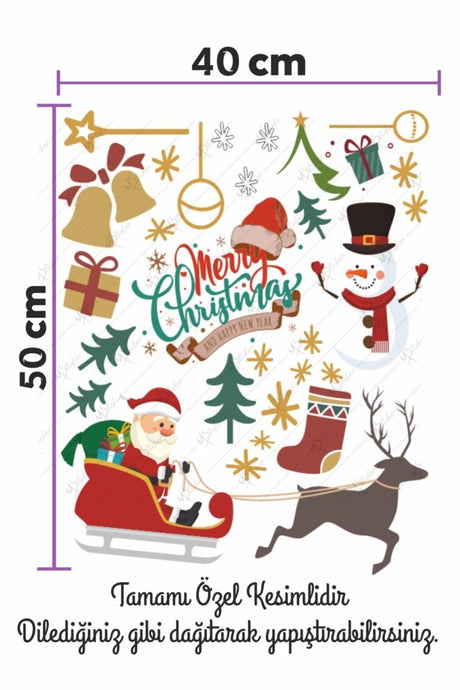 Christmas Special Santa Claus in Sleigh, Christmas Decorations Wall-glass Sticker - Swordslife