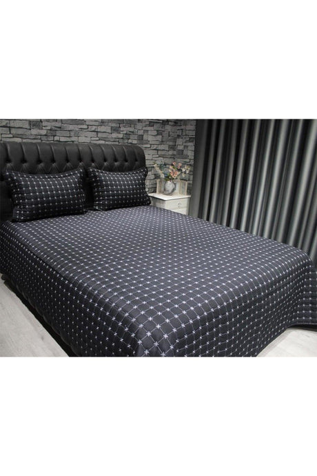 Yıldız Double Quilted Bedspread Black - Swordslife