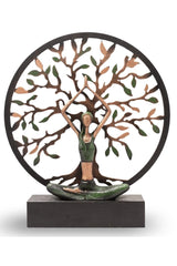 Woman Practicing Yoga Big Green Tree of Life - Swordslife