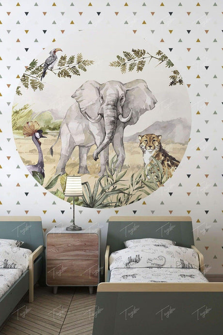 Round Circle Safari Wall Sticker - Swordslife