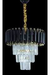 Zamira 40 Cm Crystal Stone Luxury Chandelier Black Gold - Swordslife