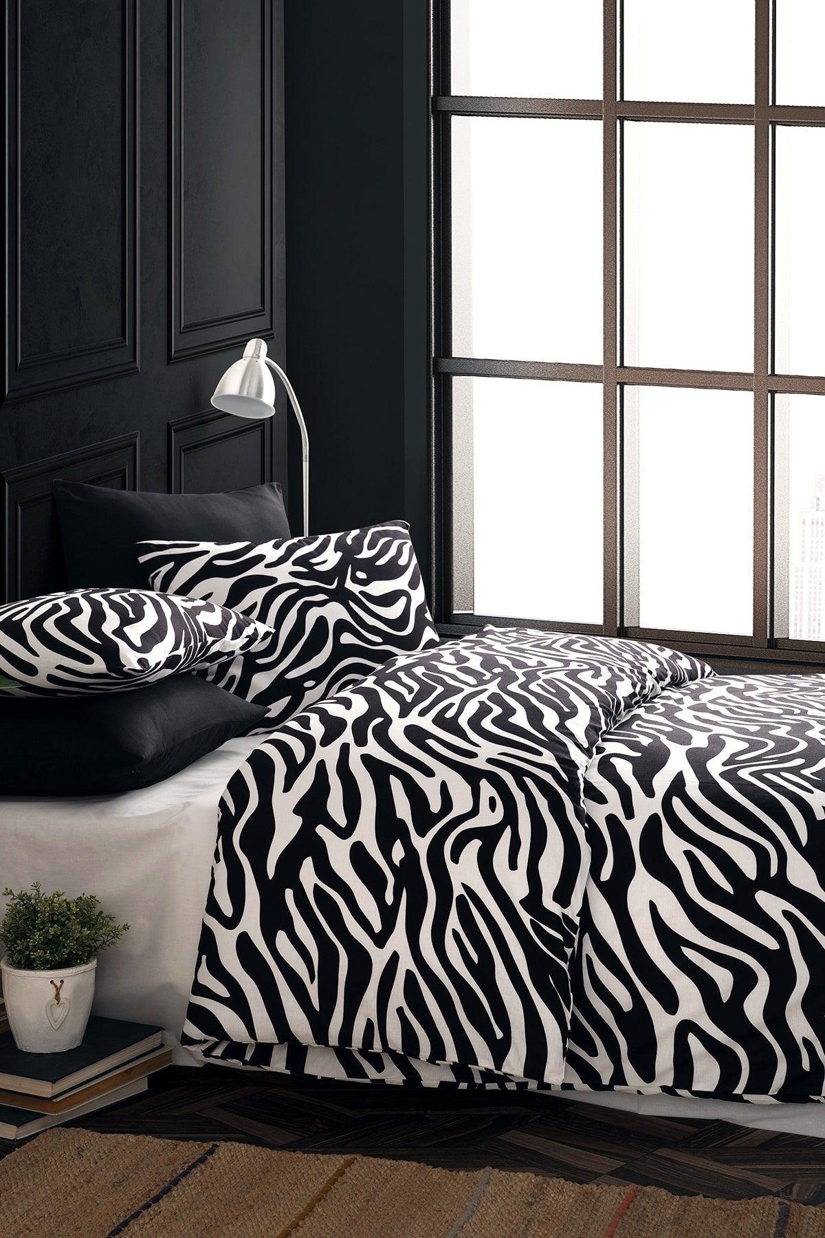 Zebra 100% Cotton Ranforce Double Duvet Cover Set 200x220 - Swordslife