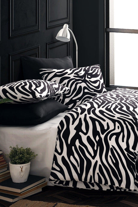 Zebra 100% Cotton Ranforce Double Duvet Cover Set 200x220 - Swordslife