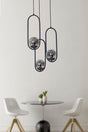 Zenga 3 lü Anthracite Metal Body Smoked Glass Design Lux Chandelier - Swordslife