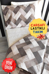 Zigzag Plaid Brown Junior Single Duvet Cover Set - Swordslife