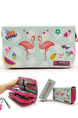 Double Flamingo Patterned Modelist Pencil Case