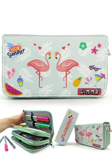 Double Flamingo Patterned Modelist Pencil Case